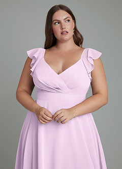 Azazie Leilani Bridesmaid Dresses Frosted Lilac A-Line Pleated Chiffon Dress image11