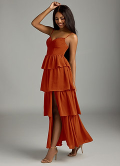 Azazie Kaiden Bridesmaid Dresses Paprika A-Line Sweetheart Neckline Chiffon Dress image4