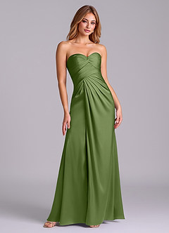 Azazie Sabrine At-home Try On Dresses Black A-Line Sweetheart Neckline Stretch Satin Dress image3