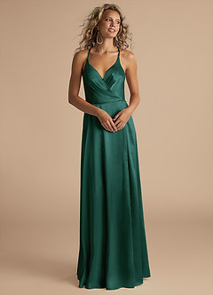 Azazie Davis Brautjungfernkleider A-Linie Plissee Metallischer Satin Kleid Kiefer image4