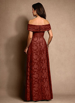 Azazie New Britain Klänningar till brudens mor Klä A-Line i Blommig Utbrändhet Plisserad Terrakotta image3