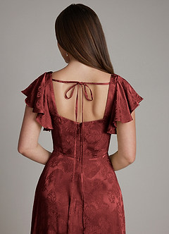 Azazie Keya Vestidos de damas de honor Vestido de Jacquard Color óxido de Jacquard de Corte en A con Volante image2