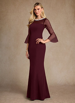 Azazie Bellevie Suknie dla Matki Panny Młodej Osłona Zroszony Rozciągliwy Krep Długość podłogi Sukienka image2