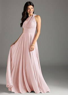 Azazie Charlize Bridesmaid Dresses Blushing Pink A-Line One Shoulder Chiffon Dress image3