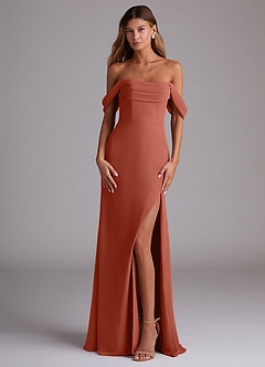 Azazie Saige Bridesmaid Dresses Clay A-Line Off the Shoulder Chiffon Convertible Dress image1
