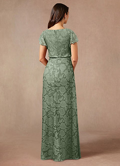 Azazie Lehi Abiti per la Madre della Sposa Abito A-Line in Burnout Floreale Scollo a barca Matcha image2