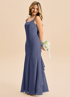 Azazie Lioren Junior Vestido de Tormenta de Gasa de Corte Sirena con Lazo image2