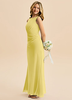 Azazie Floris Junior Canary A-Line Pleated Chiffon Dress image5