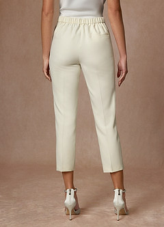 front Charlotte Ivory Refined Weave Pants Suit