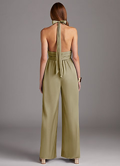 Azazie Oli Robes de demoiselle d'honneur Combinaison en Satin extensible Plissée Vert Mousse image2