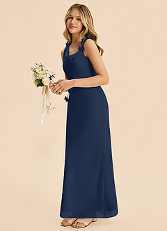 Azazie Sia Junior Dark Navy Sheath Chiffon Dress image5