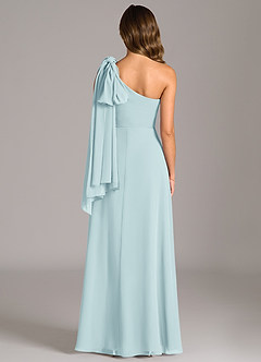 Azazie Tella Bridesmaid Dresses Sea Glass A-Line One Shoulder Chiffon Dress image7