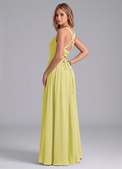 Azazie Francis Bridesmaid Dresses Lemon Sorbet A-Line Corset Chiffon Dress image2