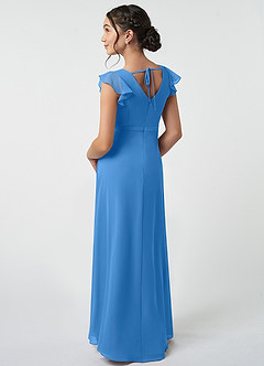 Azazie Claudine Junior Blue Jay A-Line Pleated Chiffon Dress image4
