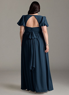 Azazie Madisynn Maternity Bridesmaid Dresses Bow Chiffon Floor-Length Dress image6