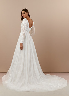 Azazie Leila Hochzeitskleider A-Linie V-Hals Pailletten Tüll Kleid Diamantweiß image8