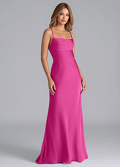 Azazie Seema Brautjungfernkleider Meerjungfrau-Linie Korsett Stretch-Satin Kleid Fuchsia image1