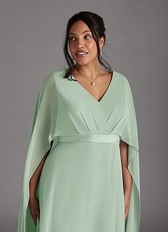 Azazie Isa Mother of the Bride Dresses Agave A-Line V-Neck Pleated Chiffon Dress image11