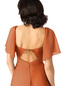 Azazie Chloe Bridesmaid Dresses Cinnamon A-Line Sweetheart Neckline Chiffon Dress image3
