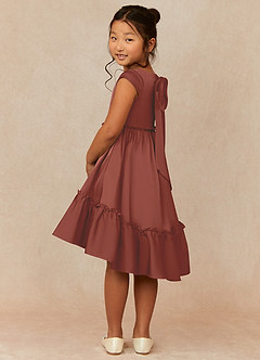 Azazie Lee Flower Girl Dresses Auburn A-Line Bow Stretch Satin Dress image4