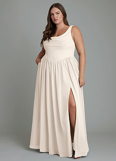Azazie Novi Bridesmaid Dresses White Alabaster A-Line Pleated Chiffon Dress image1