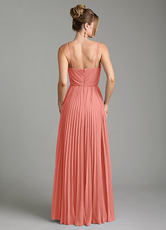 Azazie Teagan Abiti da Damigella Abito A-Line in Chiffon Scollo a Cuore Salmone Rosa image2