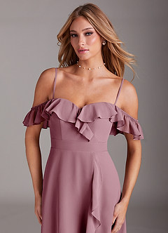 Azazie Lyra Bridesmaid Dresses Vintage Mauve A-Line Chiffon Convertible Dress image2