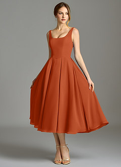 Azazie Amalie Brautjungfernkleider A-Linie Plissee Chiffon Kleid Gebranntes Orange image6