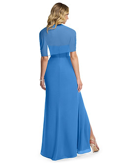 Azazie Zia Abiti da Damigella Abito Convertibile Tubino in Chiffon Spacco Laterale Blue Jay image5