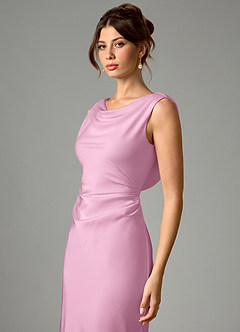 Azazie Kieryn Bridesmaid Dresses Candy Pink Mermaid Pleated Stretch Satin Dress image4
