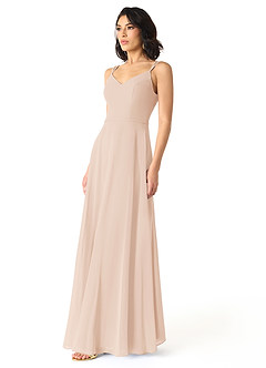 Azazie Janine Bridesmaid Dresses English Rose A-Line V-Neck Chiffon Dress image2