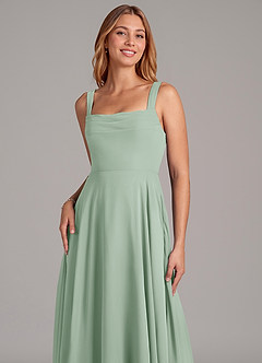 Azazie Shaude Bridesmaid Dresses Agave A-Line Pleated Chiffon Dress image5