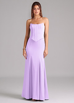 Azazie Ximena Bridesmaid Dresses Lilac Mermaid Corset Stretch Satin Convertible Dress image3