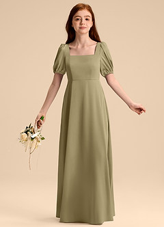 Azazie Briar Junior Klä av A-Line i Stretch Satin Rosett image5