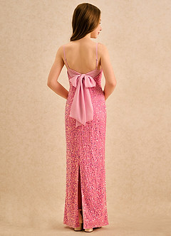 Azazie Nini Girls Formal vestidos de niña de las flores Vestido de Rosa Caramelo de Lentejuelas de Corte Recto image7