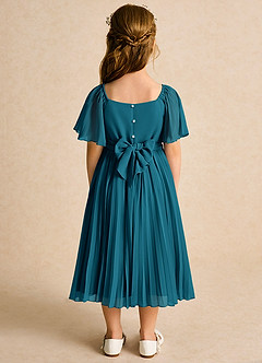 Azazie Gisele Abiti da Ragazza di Fiori Abito A-Line in Chiffon Plissettato Blu Inchiostro image6