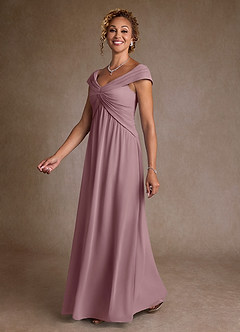 Azazie Myrtle Abiti per la Madre della Sposa Abito A-Line in Chiffon Plissettato Rosa Polverosa image4