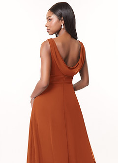 Azazie Karina Bridesmaid Dresses Cinnamon A-Line Pleated Chiffon Dress image4
