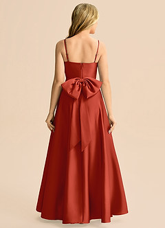 Azazie Rumi Junior Vestido de Óxido de Satén Elástico de Corte en A con Plisado image2