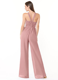 Azazie Berdie Bridesmaid Dresses Dusty Rose Halter Chiffon Jumpsuit image2