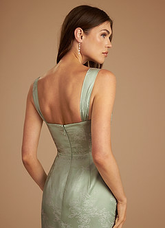 Azazie Denice Bridesmaid Dresses Sage Blossom Sheath Pleated Blossom Dress image6