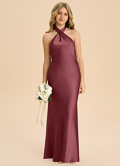 Azazie Chickie Junior Etui Plissee Stretch-Satin Kleid Wüstenrose image3