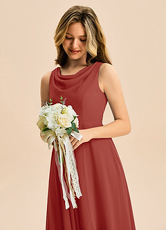 Azazie Mannie Junior Linia A Pofałdowany Szyfon Asymetryczny Młodsza druhna Sukienka image7