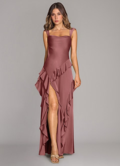 Azazie Sloane Bridesmaid Dresses Amethyst A-Line Sweetheart Neckline Stretch Satin Dress image1