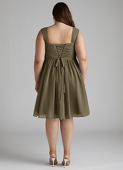 Azazie Angie Bridesmaid Dresses Willow Green A-Line Corset Chiffon Dress image14