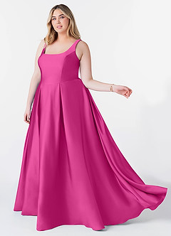Azazie Neve Brudtärnklänningar Klänning av Balklänning i Stretch Satin med fickor Fuchsia image9