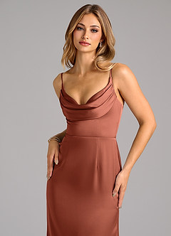 Azazie Aimee Bridesmaid Dresses Clay A-Line Sweetheart Neckline Stretch Satin Dress image5
