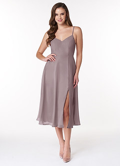 Azazie Clarissa Bridesmaid Dresses Dusk A-Line V-Neck Chiffon Dress image1