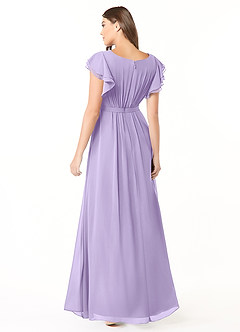Azazie Daphne Bescheidene Brautjungfernkleider A-Linie Gekräuselt Chiffon Bodenlänge Kleid image2