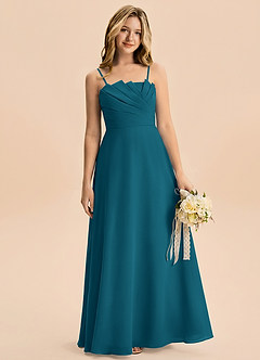 Azazie Rory Junior Ink Blue A-Line Pleated Chiffon Dress image5